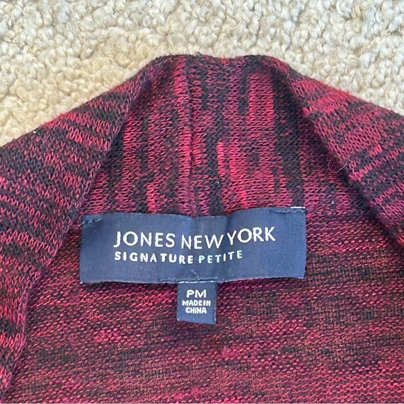 JONES New York Signature Petite Ruched heathered red long sleeve top blouse Sz M - Picture 6 of 11